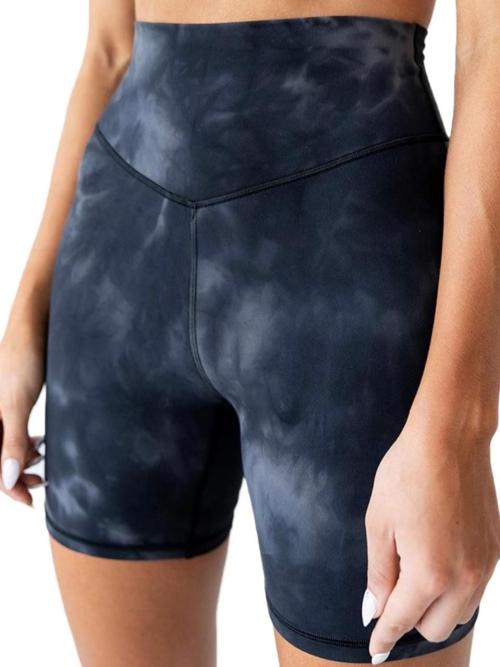High-Waist Black Tie-Dye Women’s Bike Shorts